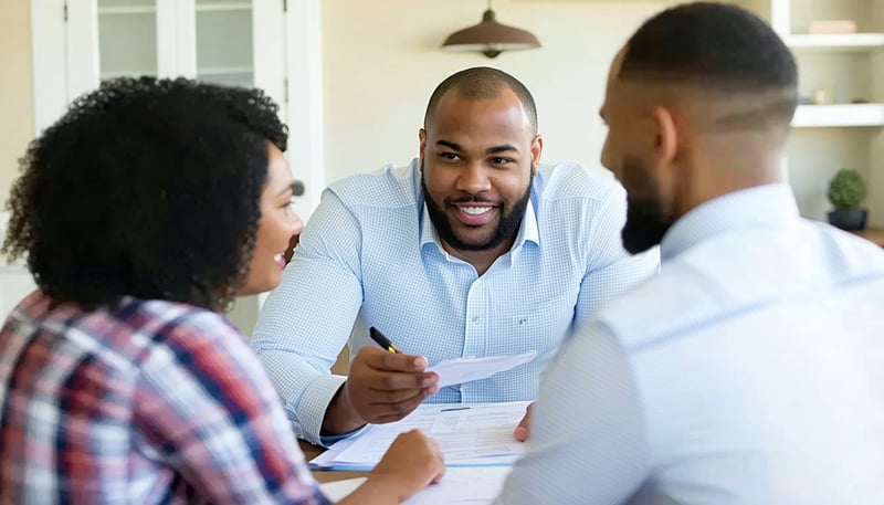 Homeowners discussing mortgage options with a Smartrate Lending Partners advisor